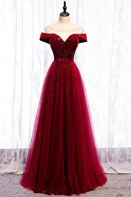 New, red prom dress,off shouder party dress,Custom Made