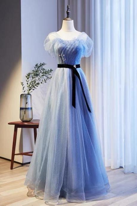 Gemstone Blue Evening Dress, Light Luxury Dress, High Quality Atmospheric Dress ,custom Made