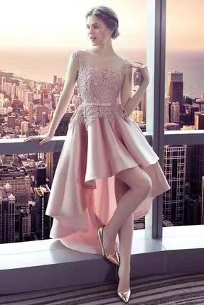 Summer, Short Pink Dress, Elegant High Low Party Dress, Homecoming Dress,custom Made