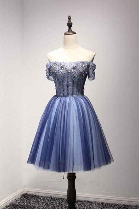 Elegant Homecoming Dress , Sexy Little Strapless Dresses, Short Blue Bridesmaid Dresses, Custom Made
