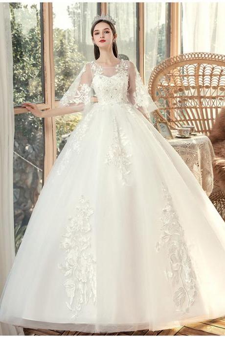 Princess Wedding Gown, Long Sleeve Wedding Dress, White Wedding Dress,custom Made