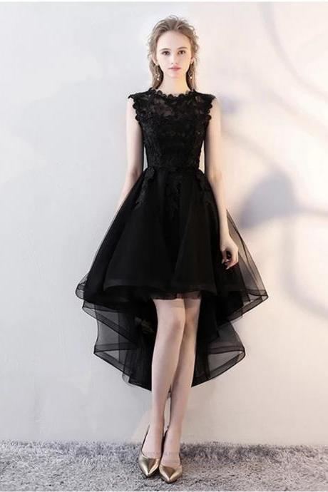 Elegant Graduation Dress, Birthday Party Dress, Black High Low Homecoming Dress,custom Made