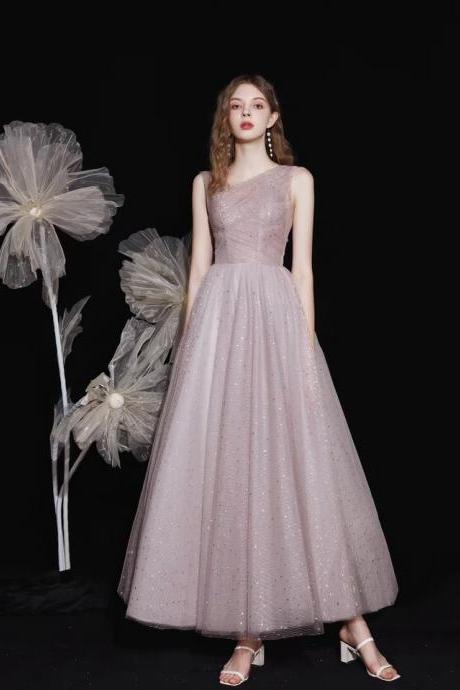 Sleeveless Prom Dresses, Sparkly Bridesmaid Dresses, Midi Pink Party Dresses,custom Made