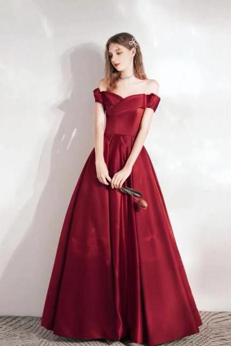 Summer, Red Evening Dresses, Satin Prom Dresses, Off-the-shoulder Party Dresses,custom Made