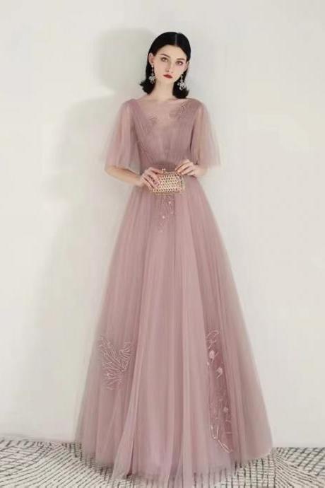 Fly Sleeve, Fairy Pink High Quality Prom Dress, Formal Evening Dress,custom Made