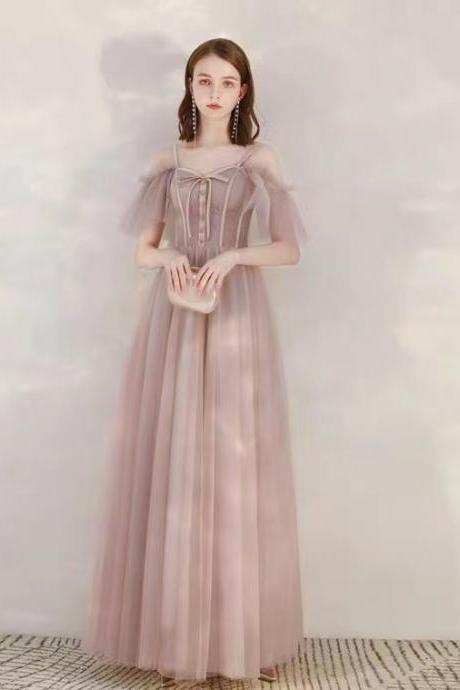 Spahetti strap bridesmaid dresses,blush pink party dresses, fairy evening dresses,Custom made