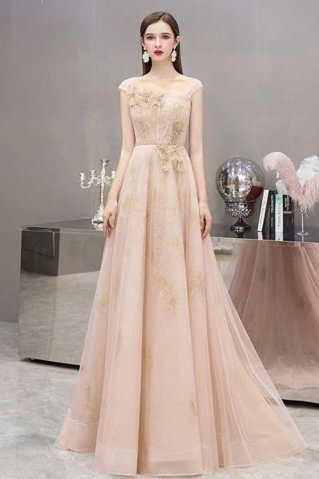Pink Prom Dress, Off Shoulder Temperament Wedding Dress,custom Made