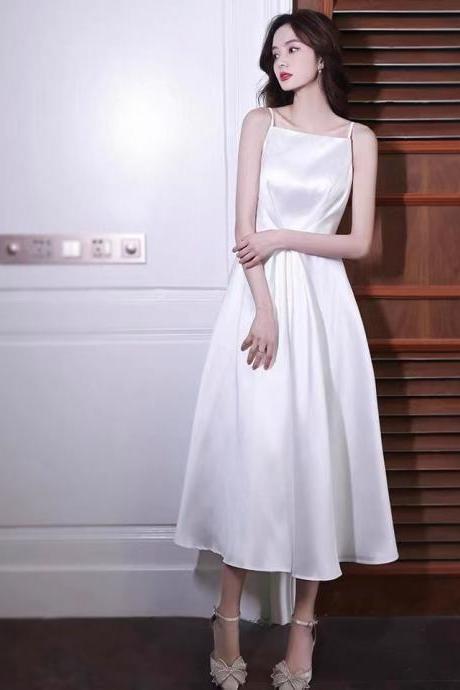 White Evening Dress, White Party Dress, Spaghetti Strap Homcoming Dress,custom Made