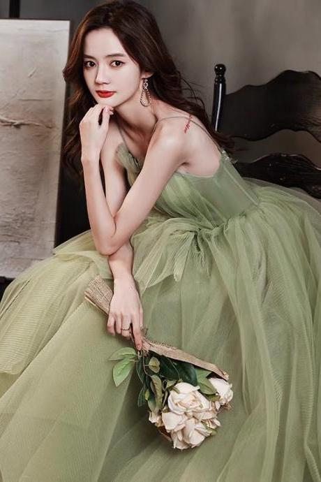 Green Evening Dress, Temperament, Light Luxury Birthday Party Dress,custom Made
