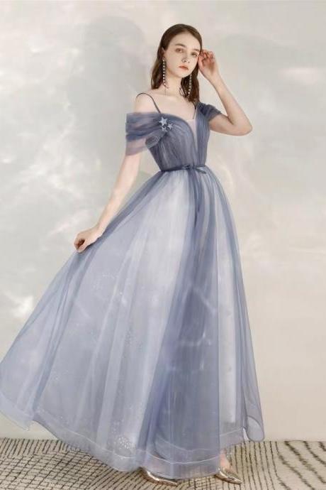 Off-the-shoulder Bridesmaid Dresses, Simple, Blue Party Dresses ,fairy Dresses,custom Made