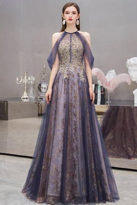 Purple spaghetti strap prom gown, new, noble party dress, elegant evening dress,Custom made
