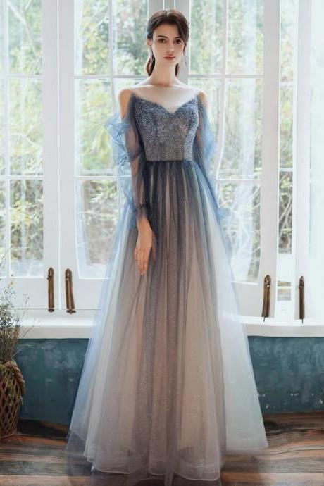 High Quality Evening Dress, Fairy Temperament Dress,long Sleeve Prom Dress,custom Made