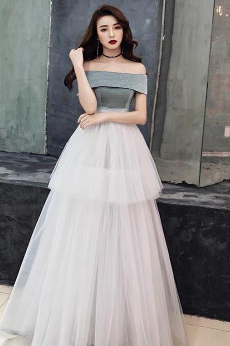 Grey Prom Dress, Off Shoulder Bridesmaid Dress,custom Made