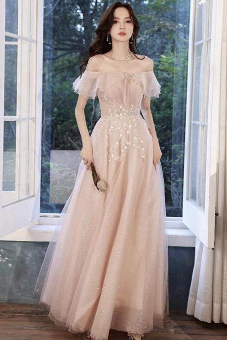 Pink Prom Dress,off Shoulder Sweet Party Gown,custom Made