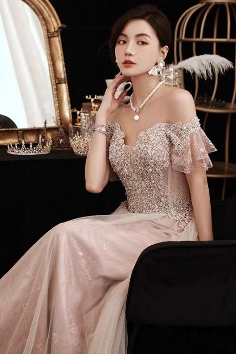 Off-the-shoulder Evening Dress, Light Luxury Prom Dress, Noble Birthday Dress,custom Made
