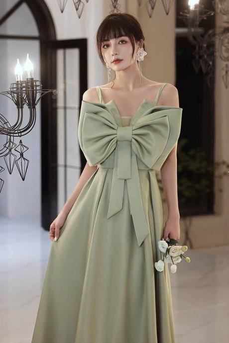 Cute evening dress, fresh spaghetti strap prom dress, temperament noble light luxury party dress with bowknot,custom made
