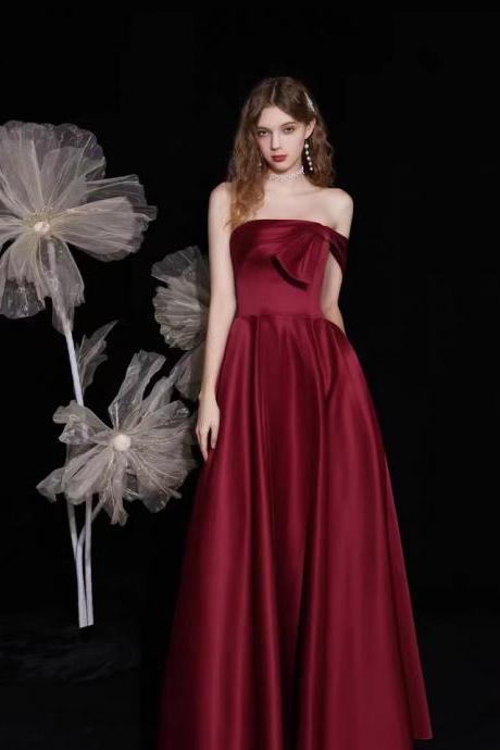 Satin Evening Dress,red Prom Dress, Off Shoulder Party Dress,custom Made