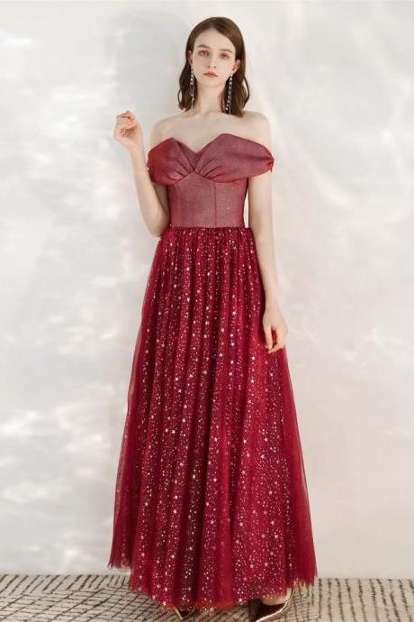 Red Prom Dress, Simple And Generous Party Dress, Strapless Temperament Evening Dress,custom Made