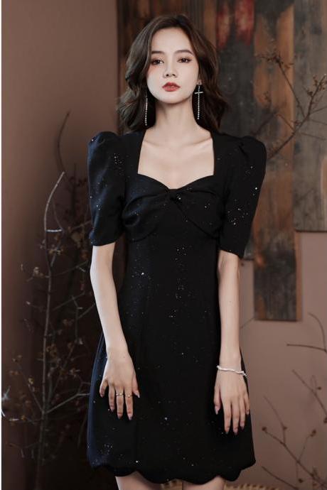 Black evening dress, new style, elegant, shiny party dress,homecoming dress,custom made