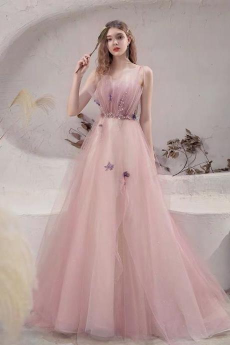 New style, fairy prom dress, dream, pink spaghetti strap party dress,custom made