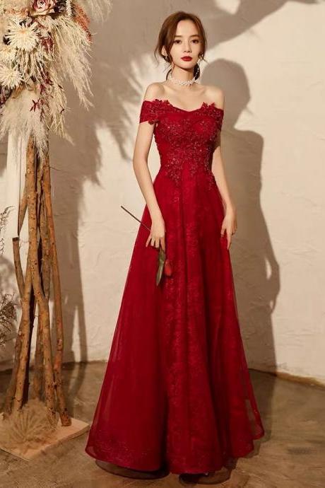 Off Shoulder Evening Dress, Charming Red Prom Dress,custom Made