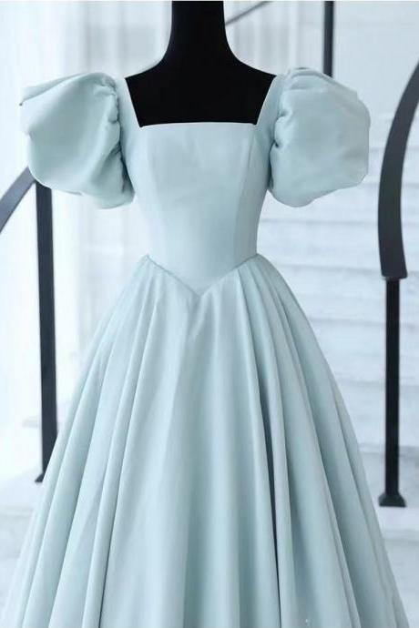 Bubble sleeve evening dress, high quality bridesmaid dress, green princess birthday dress,custom made