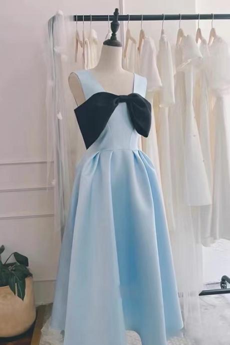  Sleeveless homecoming dress, blue bridesmaid dress, cute little birthday dress,custom made