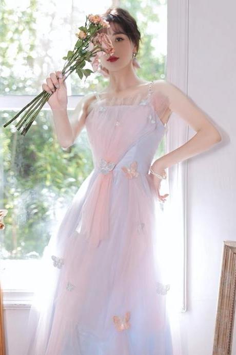 New, spaghetti strap party dress, fairy birthday dress, applique,custom made