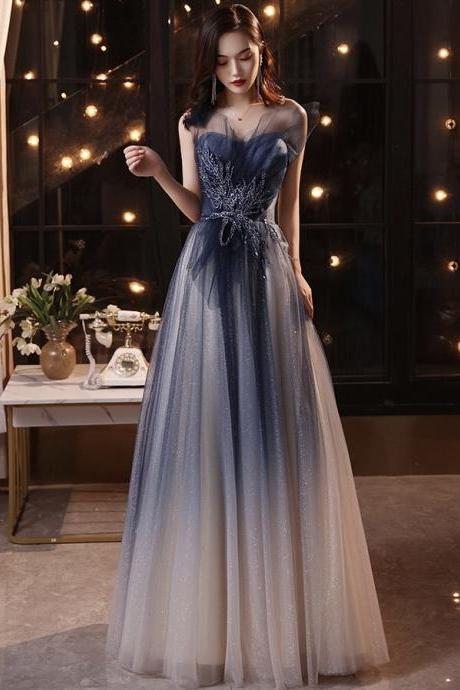 Star Blue Party Dress, Strapless Prom Dress,custom Made