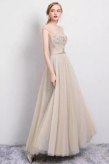 Champagne Bridesmaid Dress, Fairy Spghetti Strap Prom Dress,custom Made
