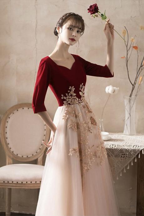 Middle Sleeve Evening Dress, Sweet Prom Dress, Elegant Fairy Dress,custom Made