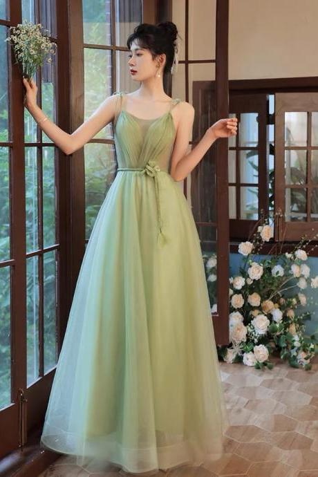 Spaghetti strap prom dress,green birthday dress, fairy graduation dress,custom made
