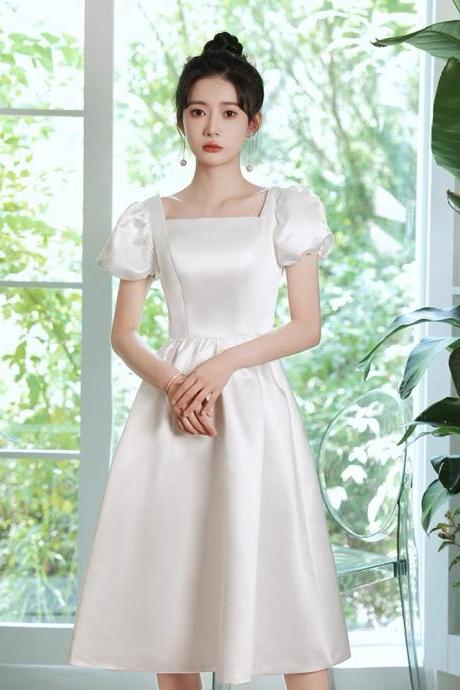 White Homecoming Drss, Princess Birthday Dress , Bubble Sleeves Party Dress,custom Made