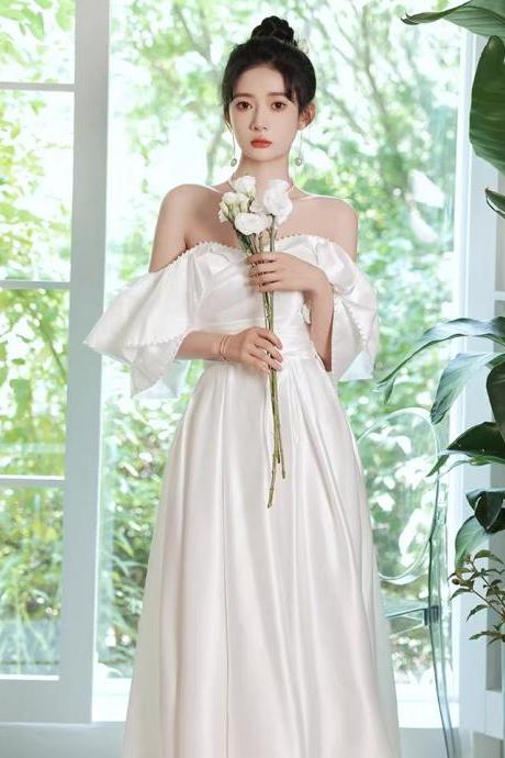 Off Shoulder Party Dress, White Midi Dress, Elegant Prom Dress,custom Made
