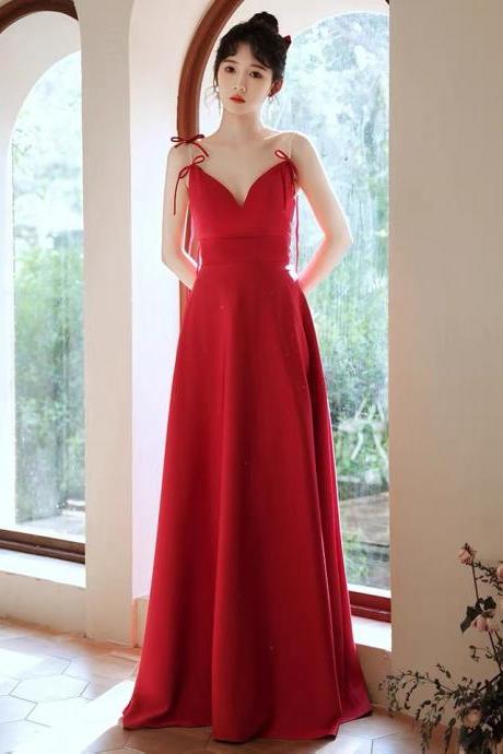 Spaghetti Strap Prom Dress , Red Party Dress,custom Made