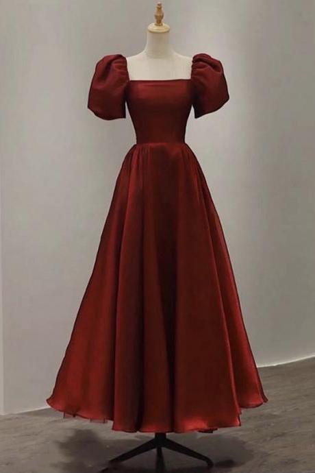 Princess Prom Dress, Red Dress , Bubble Sleeves Party Dress,custom Made