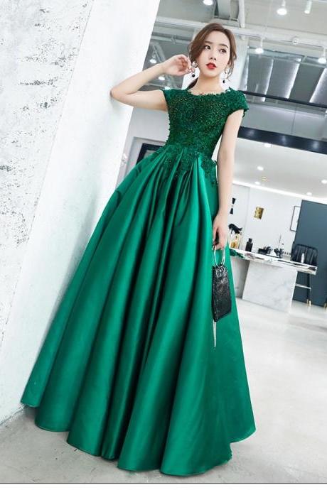 Long Short Sleeve Evening Dress, Elegant Formal Prom Dress,custom Made