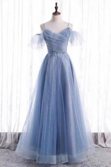 Halter evening dress, shiny star prom dress, noble fairy dress,custom made