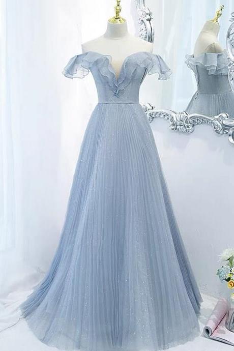 Blue Evening Dress, Socialite Party Dress, Long Fairy Party Gown,custom Made