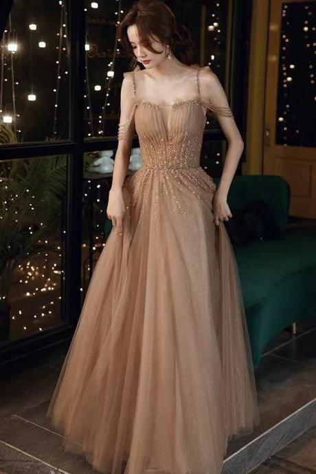 Champagne Luxury Dress, Lady's Birthday Dress, Beaded Dress,custom Made