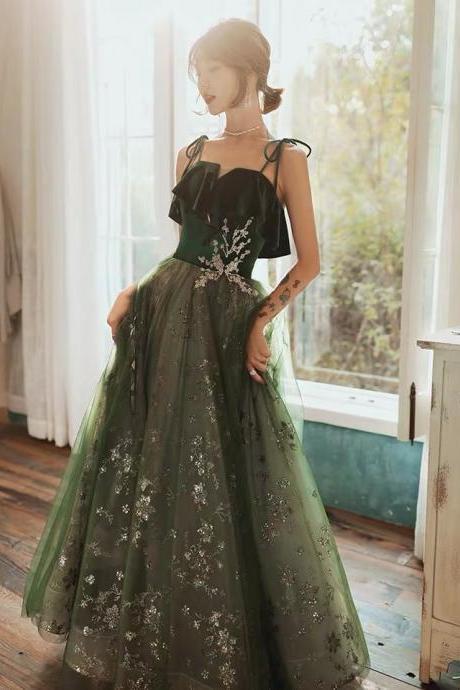 Fairy Prom Dress, Green Dream Dress, Halter Regal Dress,custom Made