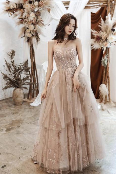 Luxury Evening Dresses, Strapless Socialite Prom Dresses,,custom Made