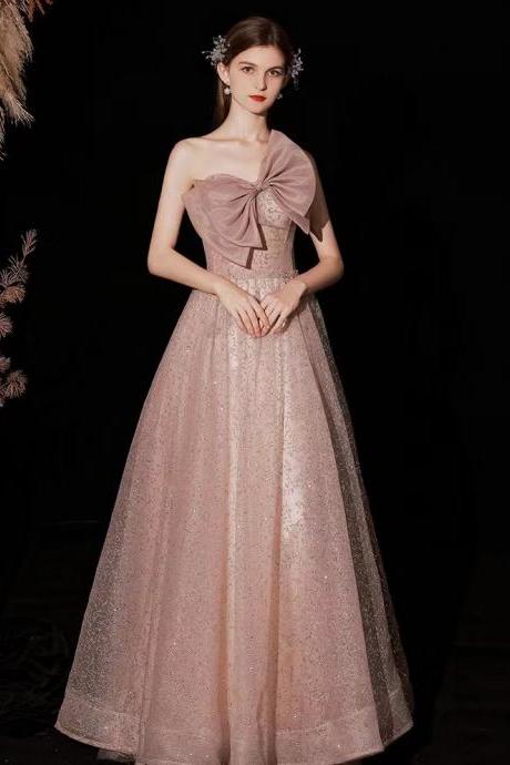 Pink dress, starry prom dress,one shoulder party dress, super fairy dress,custom made