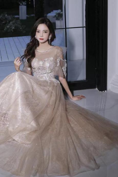 Champagne evening dress, fairy prom dress,custom made
