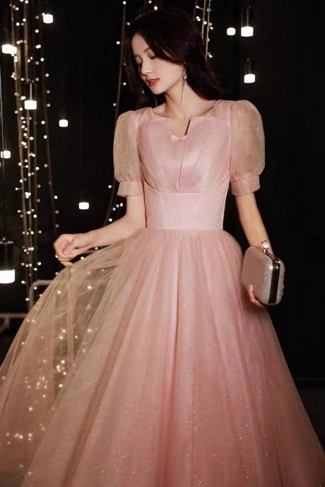 Pink bridesmaid dresses, sweet party dresses, princess dresses,custom made