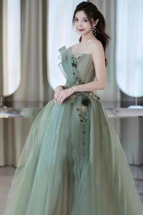 Classy evening dress, strapless bridesmaid dress, chic ball gown,custom made