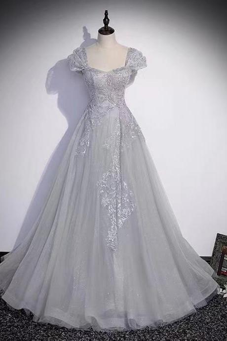 Silver-gray Evening Dress, Grand Prom Dress,custom Made