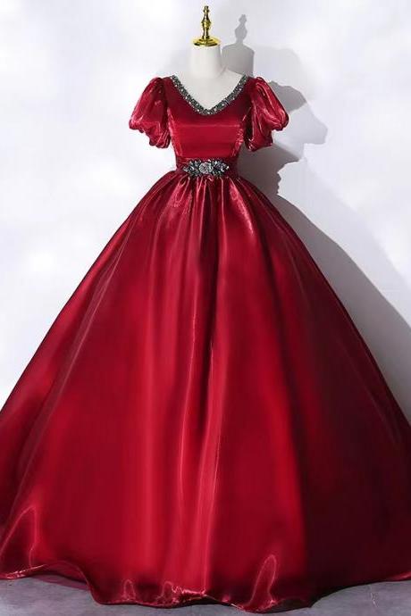Burgundy Prom Gown, Princess Birthday Party Pompous Gown,custom Made