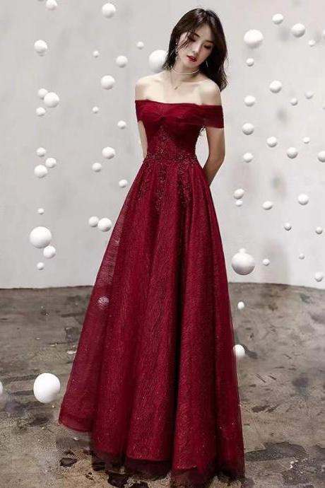 Off shoulder evening dress, red party dress,custom made