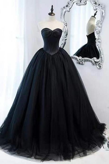 Black strapless evening dress, light luxury party dress, high sense of atmosphere dress,custom made